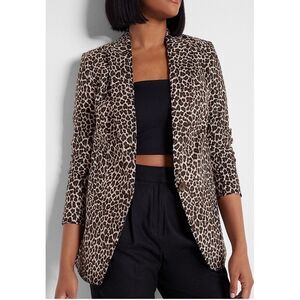 EXPRESS LEOPARD PRINT BOYFRIEND BLAZER Small Women's Linen-Blend‎ Work Business